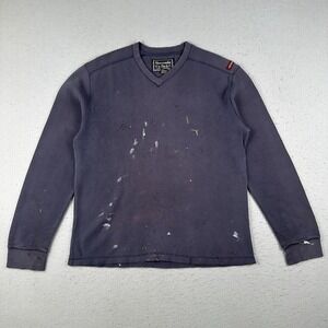 Vtg Y2K Abercrombie Fitch Long Sleeve Shirt Men's Large Blue Distressed Paint